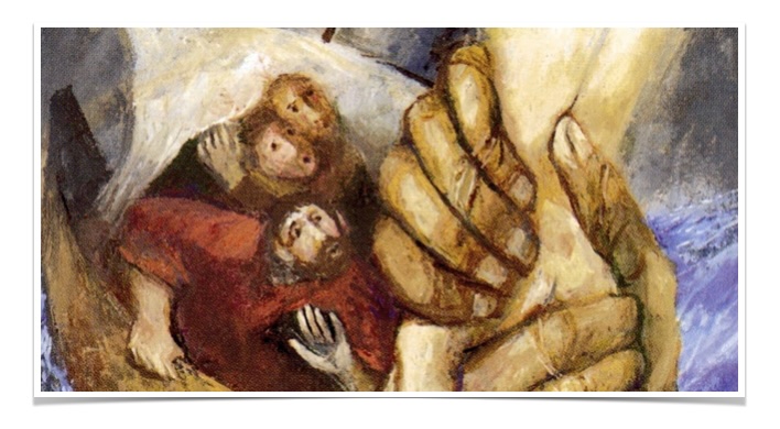  « Seigneur, sauve-moi ! »     Aussitôt, Jésus étendit la main, le saisit et lui dit : « Homme de peu de foi, pourquoi as-tu douté ? »